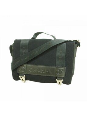 Chanel Handbag Sports Nylon Suede Black Silver 2-Way